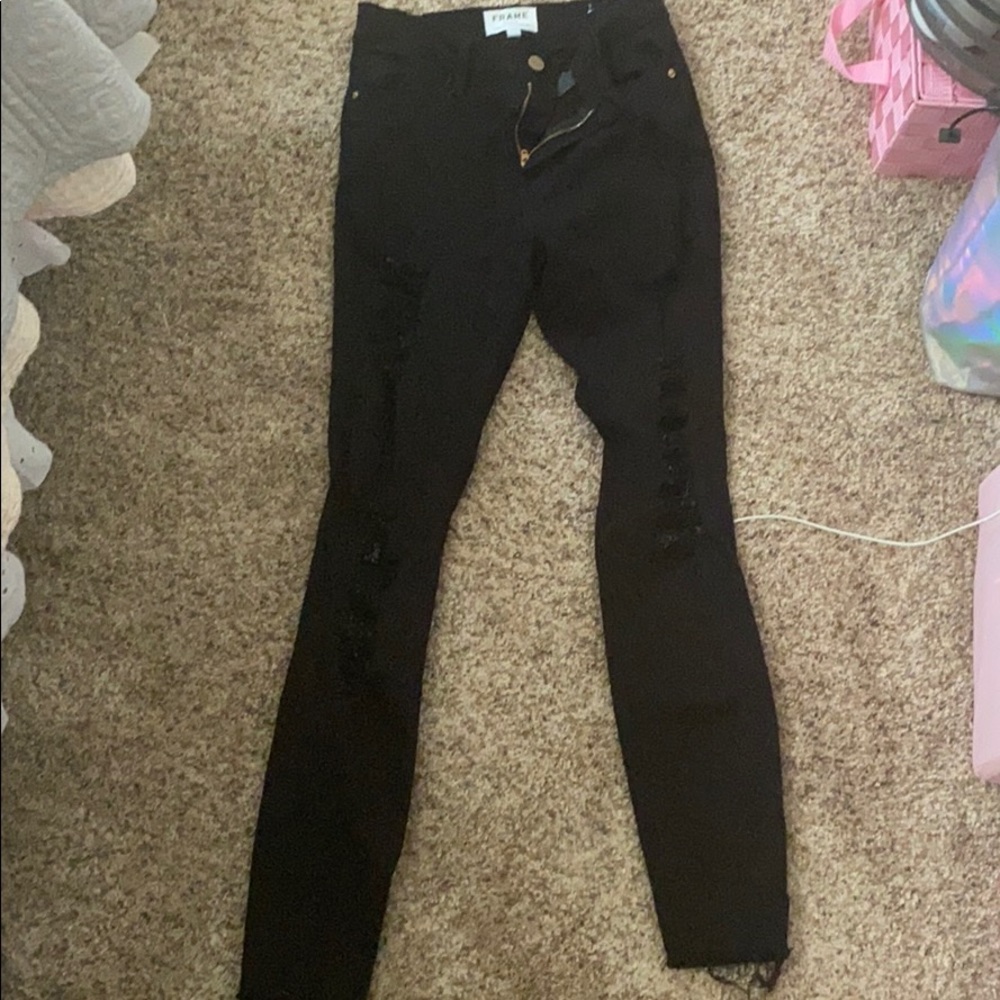 FRAME black ripped jeans